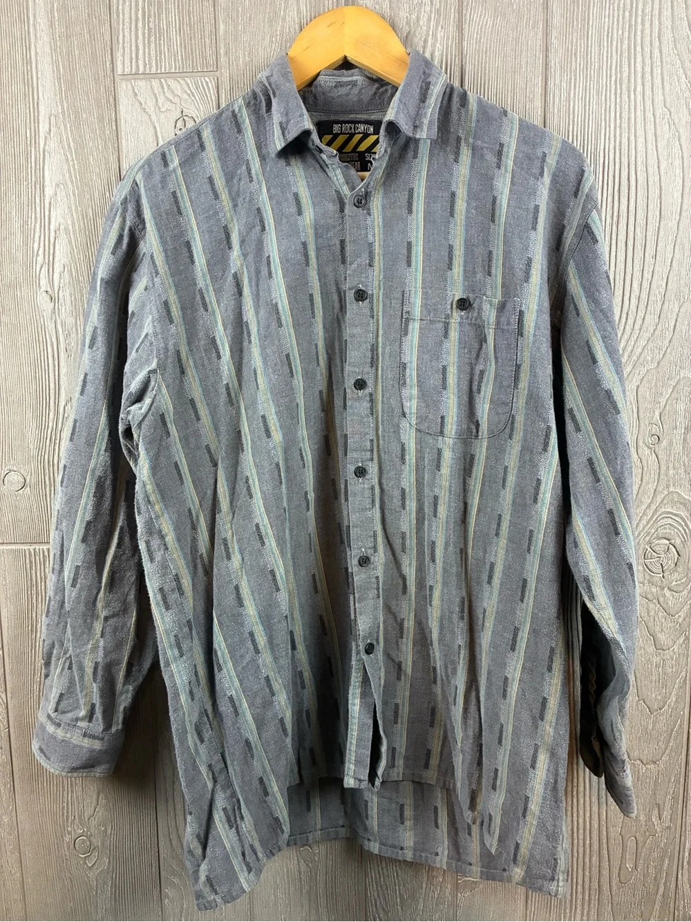 VTG Big Rock Canyon Men’s M Striped Button Down Shirt Flannel Fall Winter